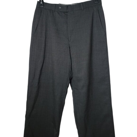 Design Men Dress Pants Flat-Front Slim Fit  Waist Wool-Blend Business & Formal W - Picture 4 of 16